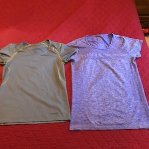 Patagonia short sleeve grey top w yellow trim